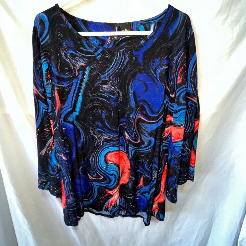 New Directions Textured Split Sleeve Blouse Shirt XL